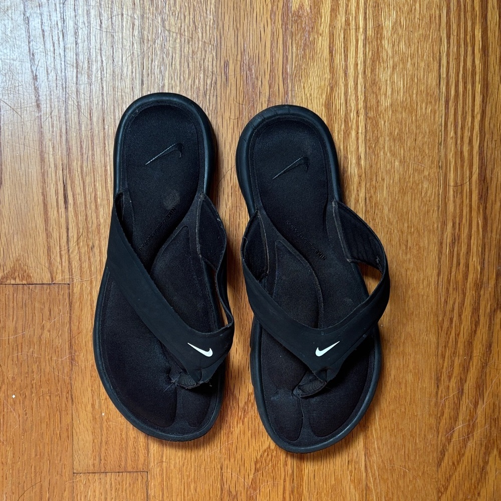 Nike Black Sandals with White Logo